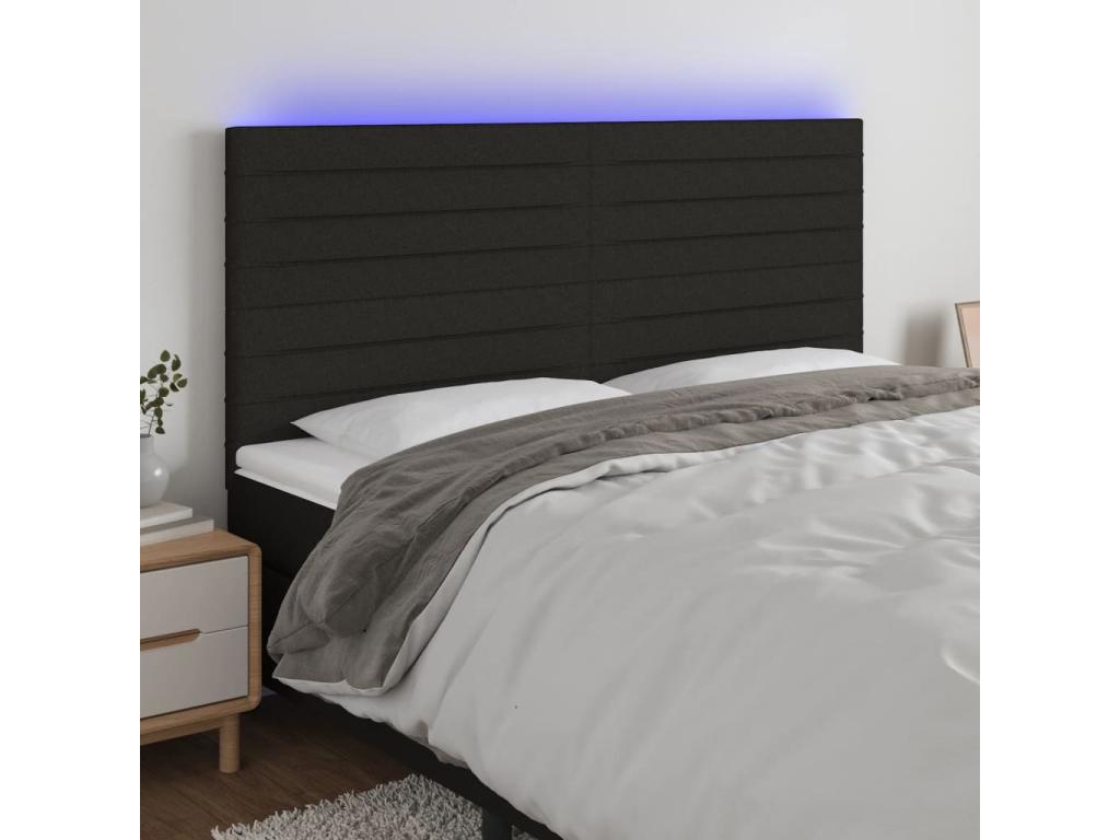 Black Fabric Bed, 200 x 5 x 118 cm