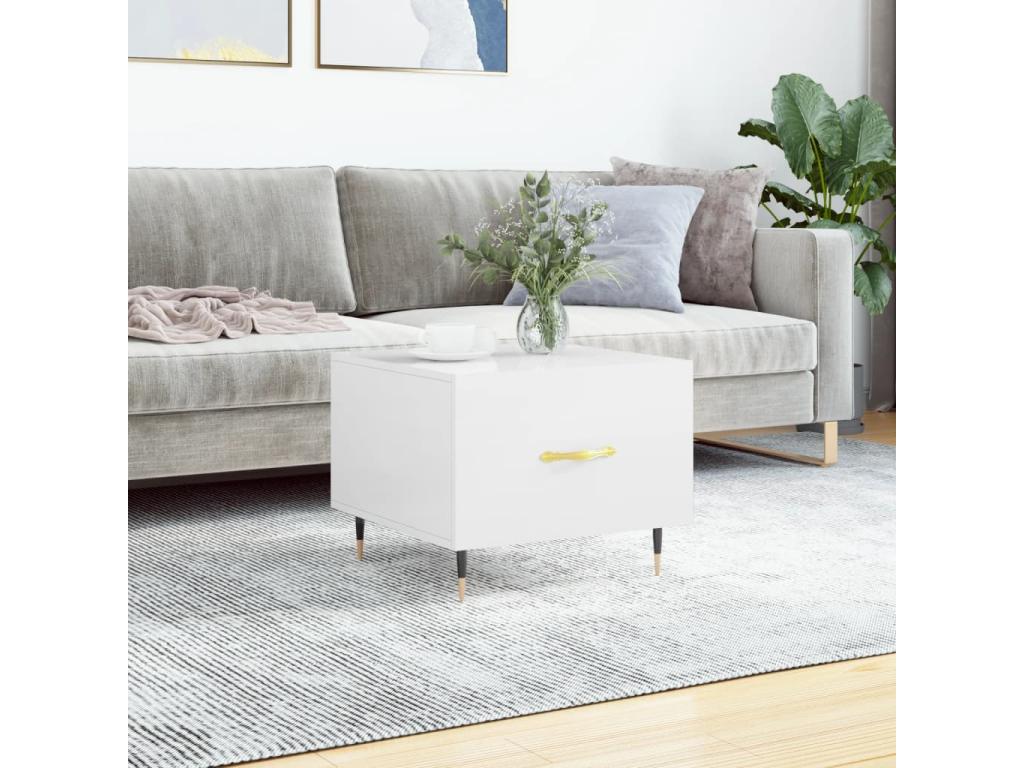 White Engineered Wood Coffee Table, 50 x 50 x 40 cm