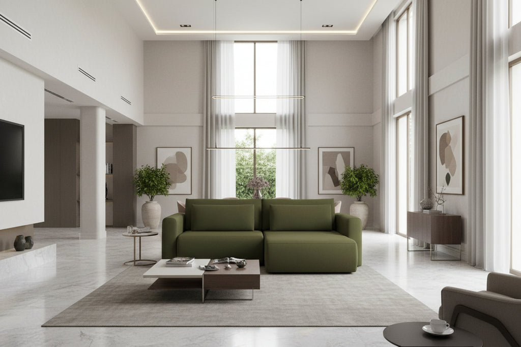 Green Fabric Sofa Bed