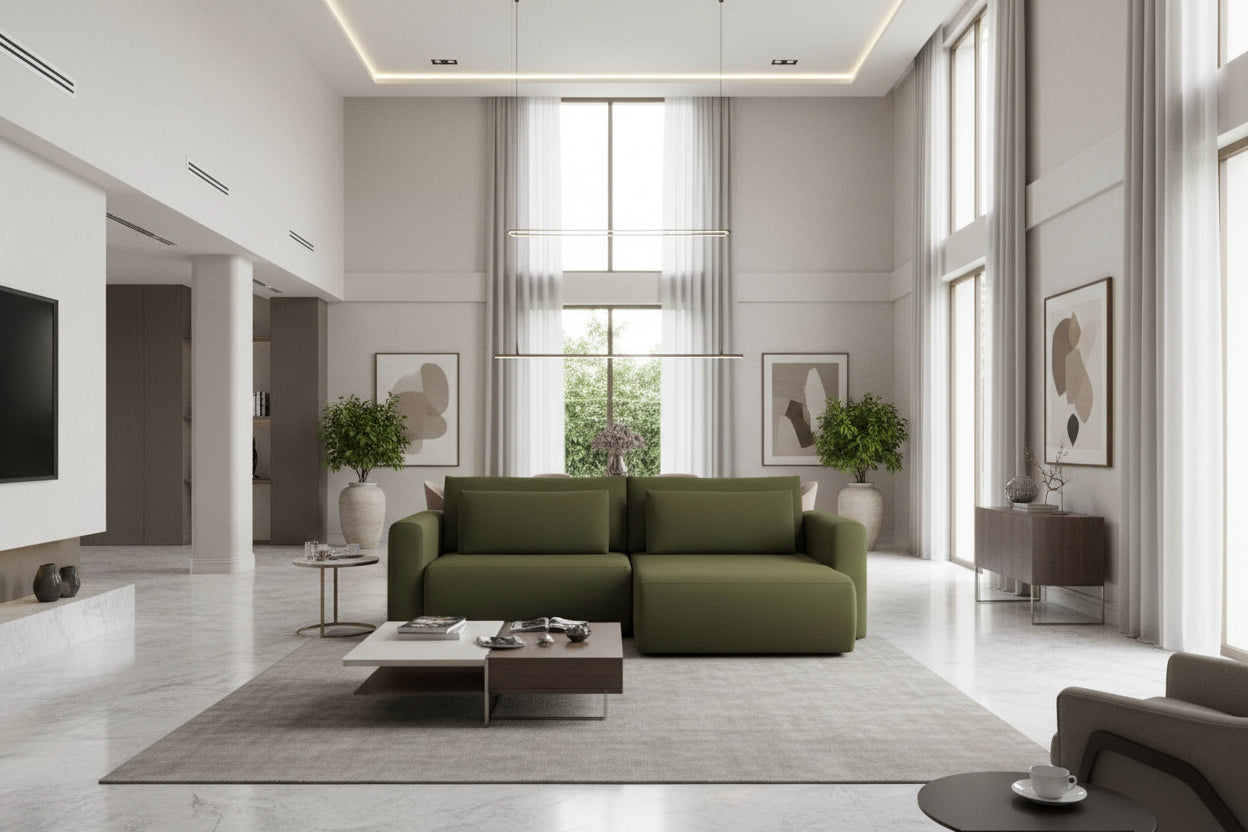 Green Fabric Sofa Bed