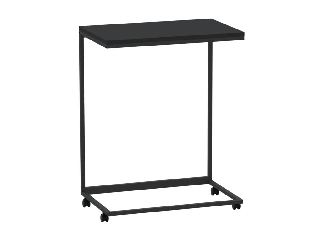 Black Engineered Wood Side Table, 55 x 35 x 70 cm