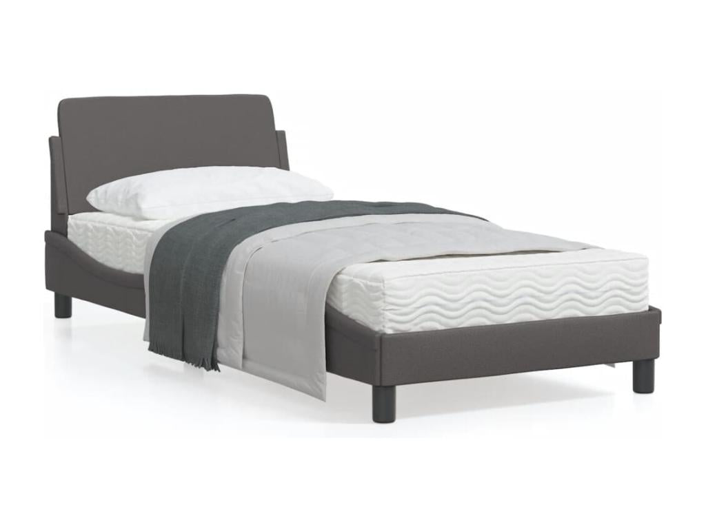 Gray Faux Leather Bed Frame, 80 x 200 cm