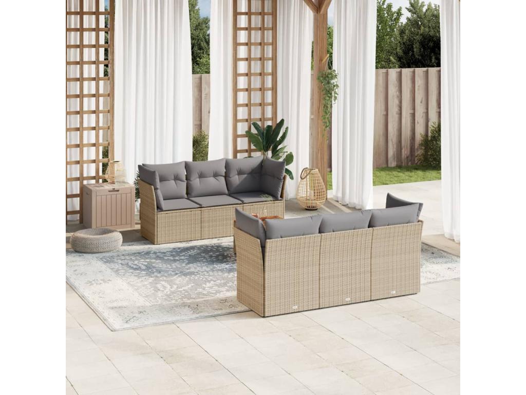 Beige Woven Resin Wicker Outdoor Furniture Set - dlz1766576015562