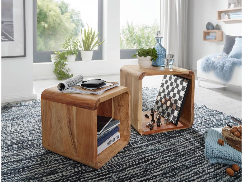 Brown Solid Wood Side Table
