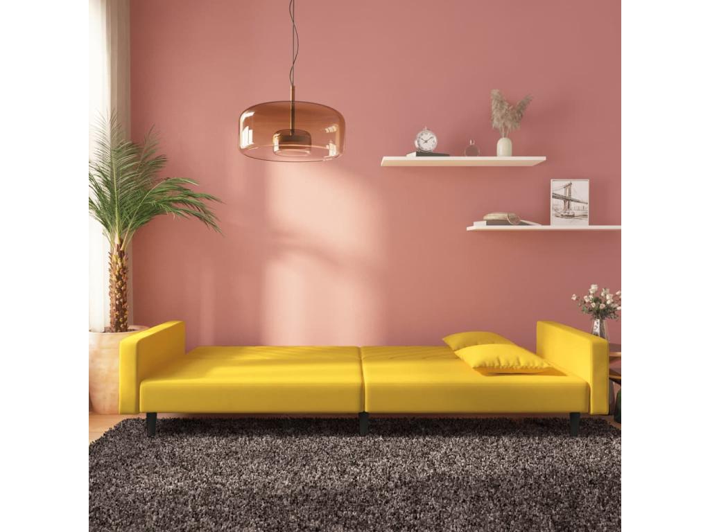 Yellow Velvet Bed