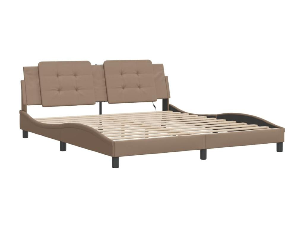Brown Faux Leather Bed Frame, 180 x 200 cm