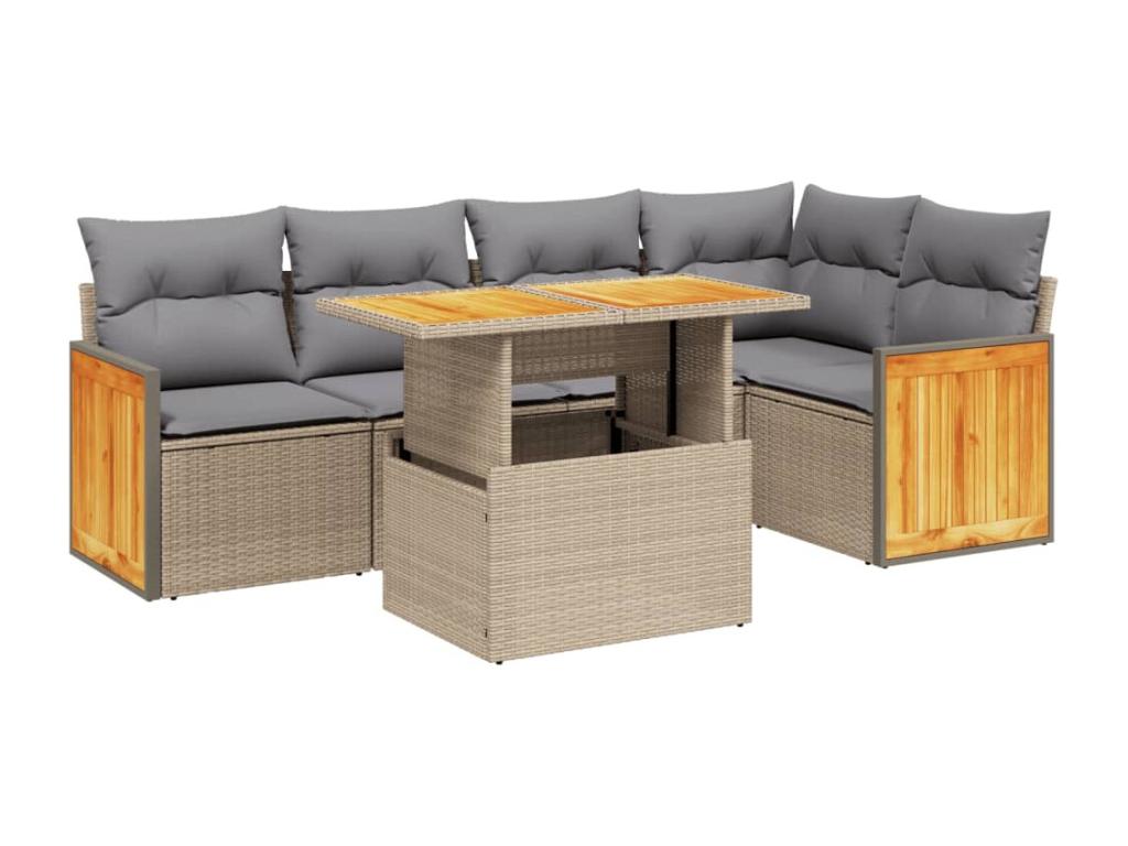 Beige Woven Resin Wicker Outdoor Furniture Set