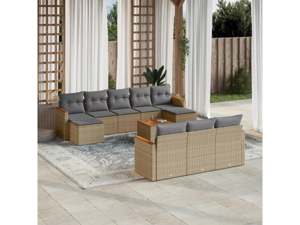 Beige Woven Resin Wicker Outdoor Furniture Set - dlz1766576068345