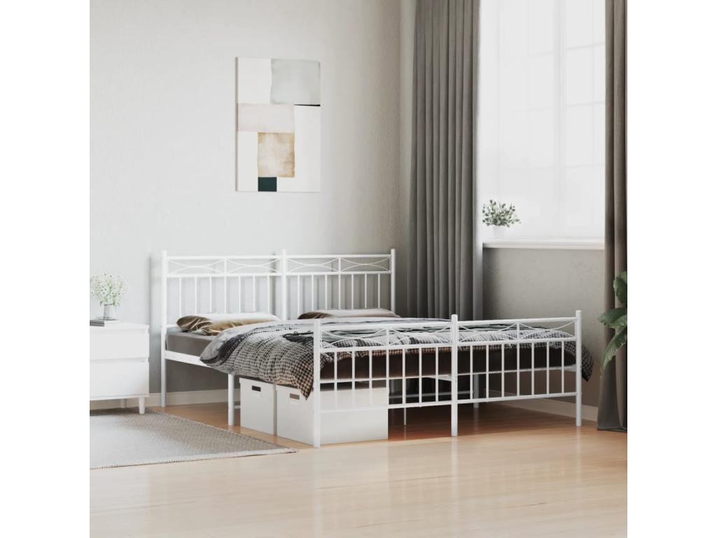 White Metal Bed Frame, 160 x 200 cm